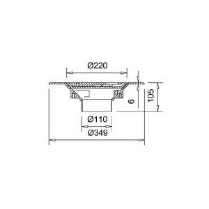 Frost Floor drain assembly medium duty cast iron grating circular, medium sump body cast iron vertical outlet 110mm DIA