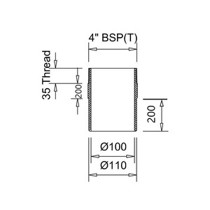 Frost PVC spigot adaptor BSP4 to 110mm plastic, extends 400mm