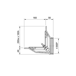 Frost Parapet assembly, 90 deg grate, small sump body cast iron 2-way outlet BSP4