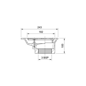 Frost Balcony outlet, aluminium grating and small sump body, vertical outlet BSP3" Internal (Female) Thread