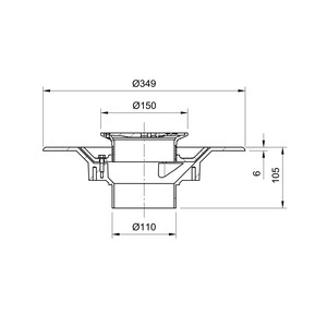 Frost Floor drain 150mm circular nickel bronze grating with medium sump body - spigot outlet size 100mm