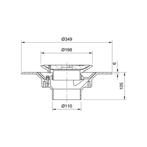 Frost Floor drain 200mm circular ductile iron grating with medium sump body - spigot outlet size 100mm