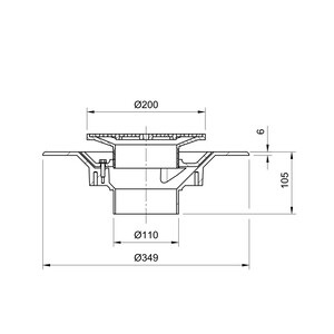 Frost Floor drain 200mm circular nickel bronze grating with medium sump body - spigot outlet size 100mm