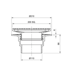 Frost Rodding eye adjustable 200mm square double sealed with small sump and spigot outlet