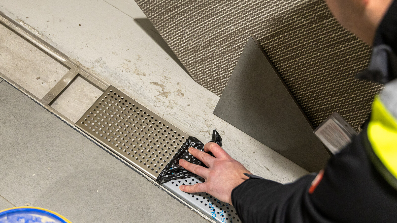 Precision-installed Frost linear drainage at Wembley Stadium during construction.