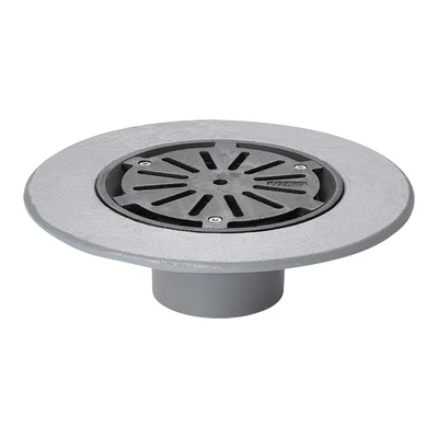 Frost Floor drain assembly medium duty cast iron grating circular, medium sump body cast iron vertical outlet 110mm DIA