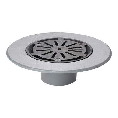 Frost Floor drain assembly medium duty cast iron grating circular, medium sump body cast iron vertical outlet 4" BSP