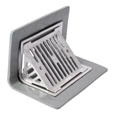 Frost Parapet assembly, 45 angle grate, small sump body cast iron 2-way outlet BSP4