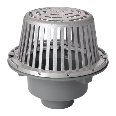 Frost Cold Roof drain assembly - cast aluminium dome 310mm, large sump body with clamp, vertical spigot outlet 160mm