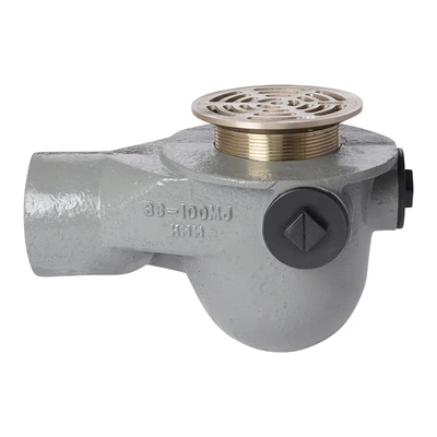 Frost Floor drain 150mm circular stainless steel grating with medium sump -'P' trap - spigot outlet size 100mm