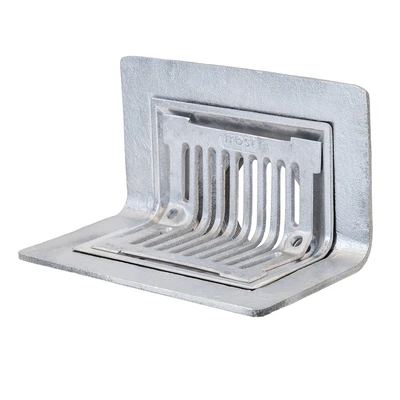 Frost Aluminium Parapet assembly, 90 deg grate, medium sump body 2-way outlet 6" BSP