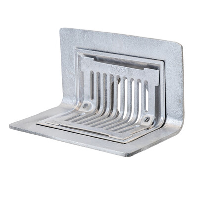 Frost Aluminium Parapet assembly, 90 deg grate, medium sump body 2-way outlet 6" BSP