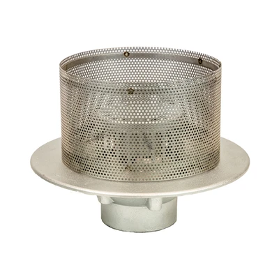 Frost Aluminium Inverted Roof drain assembly - fixed anti-vortex dome 220mm, medium sump body with clamp, vertical threaded outlet 3" BSP