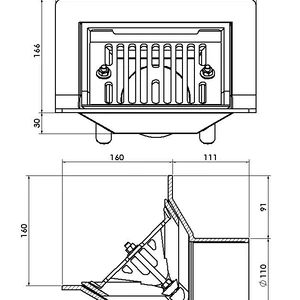 Frost Parapet assembly, 45 angle grate, small sump body cast iron 2-way outlet 100mm DIA