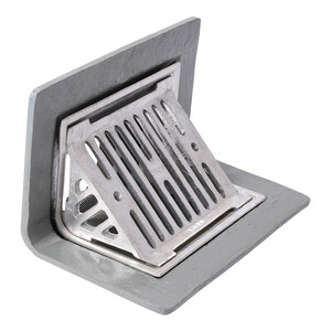 Frost Parapet assembly, 45 angle grate, small sump body cast iron 2-way outlet BSP4