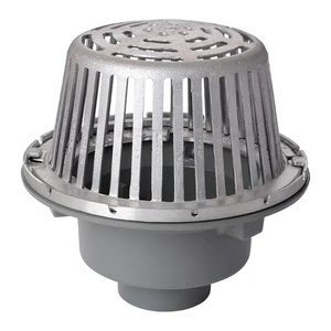 Frost Cold Roof drain assembly - cast aluminium dome 310mm, large sump body with clamp, vertical spigot outlet 110mm
