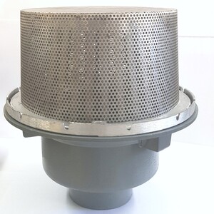 Frost large planting area drain, complete with cast aluminium dome covered with stainless steel mesh screen. 4" BSP Outlet