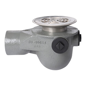 Frost Floor drain 178mm circular nickel bronze grating for vinyl floors with medium sump -'P' trap - spigot outlet size 100mm