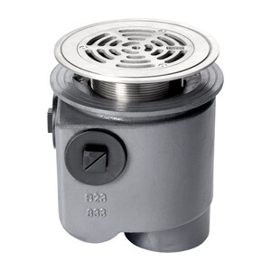 Frost Floor drain 178mm circular stainless steel grating for vinyl floors with medium sump -'S' trap - spigot outlet size 100mm