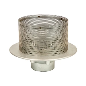 Frost Aluminium Inverted Roof drain assembly - fixed anti-vortex dome 220mm, medium sump body with clamp, vertical threaded outlet 3" BSP